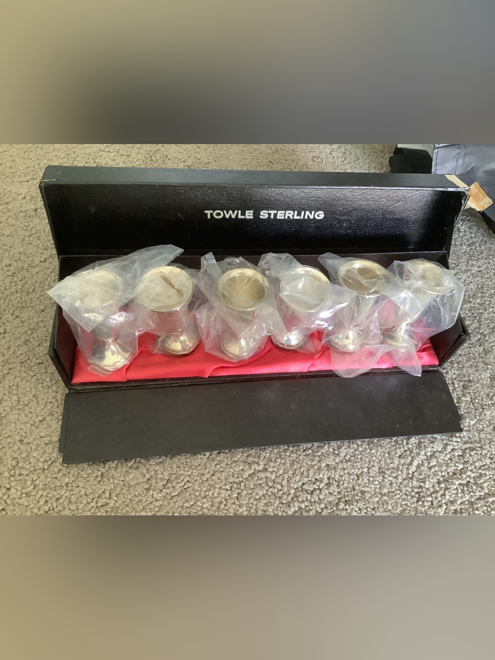 Box Set of 6 Towle Weighted Shot Glasses In Sterling Silver